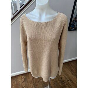 Theory Libblyn Cashcotton Cashmere Cotton Textured Sweater Tan Size Medium